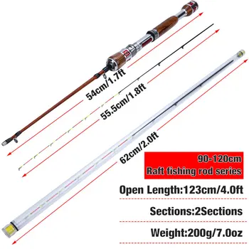 Sougayilang Najvyššej Kvality, 2 Sekcie Uhlíkových Vlákien 123cm Raft Rod Ice Rybársky Prút s Ľahký Drevenou Rukoväťou, Zimné Rybársky Prút