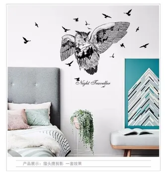 Sova siluety vtákov veľké samolepky na stenu umenie obtlačky domova obývacia izba, spálňa vymeniteľné