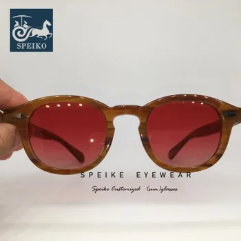 SPEIKE Prispôsobené vintage červené okuliare Johnny Depp Lemtosh style retro okuliare môžu byť krátkozrakosť, slnečné okuliare 44/46/49 MM