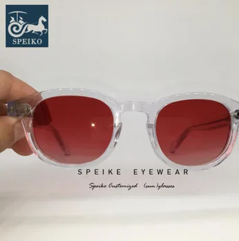 SPEIKE Prispôsobené vintage červené okuliare Johnny Depp Lemtosh style retro okuliare môžu byť krátkozrakosť, slnečné okuliare 44/46/49 MM