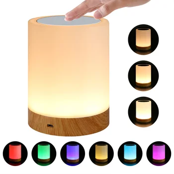 Spálňa Multicolor USB LED Farebné Čítanie Tabuľka Atmosféru Stmievateľné Domova Prenosné Nočné Svetlo Touch Ovládania Darček póry Dreva