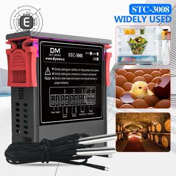 STC-3008 3018 3028 AC 110-220V DC12V 24V 10A Duálny Digitálny Regulátor Teploty Vlhkomer Vykurovanie Chladenie Termostat Inkubátor