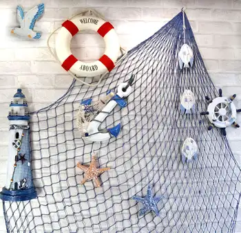 Stredomorské Rybárske siete Námorných Domova Seashell Kotvy Dekor Mora Dekorácie, Ručne tkané Float Dekorácie Morské Štýl