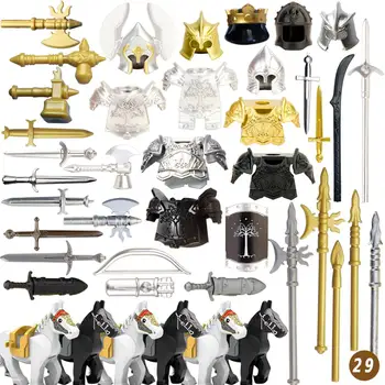Stredoveký krát zbrane pre 4cm mini bábiky vojenských útvarov MOC koní elfovia brnenie stavebné bloky, tehla hračky pre deti,