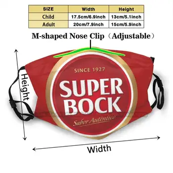 Super Bock Custom Design Pre Dieťa Dospelá Maska Proti Prachu, Filter Tlač Umývateľný Masku Na Tvár Super Bock Portugalsko Pivo Portugalčina