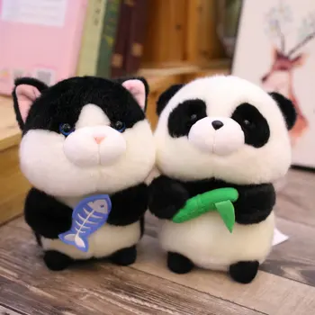 Super Roztomilý Okrúhly Tvar Gule Objať Bamboo Panda Plyšové Hračky Vysokej kvality Plnené Cartoon zvieratá Čierna Mačka, Bábiky hračky Škrečkov Dezert