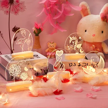 Svadobné Dekorácie Valentines Day Lásky, Motýľ Baby Sprcha 3D Akrylové Led Nočné Svetlo Jednorožec Narodeninovej Party Darčeky na Vianoce .