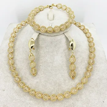 Svadobný dar módne vysokej kvality Afriky šperky set žena náhrdelníky náušnice, náramok cestovné zlaté šperky nastaviť