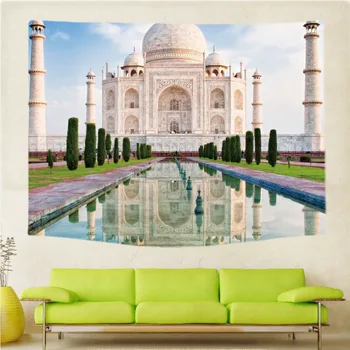 Svetoznámej Budovy Taj Mahal Stene Visí Gobelín Polyester 200*150 cm Dekoratívne Polyester Záclony Plus dlhý Stôl Kryt