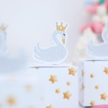 Swan Candy Box Darčekové Balenie Narodeninovej Party Dodávky pre Chlapca, Dievča Baby Sprcha Dekorácie Liečbu Okno Pop-Up Princezná Deti 5 ks