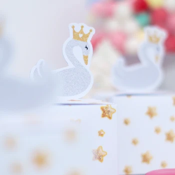 Swan Candy Box Darčekové Balenie Narodeninovej Party Dodávky pre Chlapca, Dievča Baby Sprcha Dekorácie Liečbu Okno Pop-Up Princezná Deti 5 ks