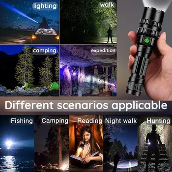 Taktické LED Baterka s Diaľkovým Nepremokavé Scout Svetlo, Pochodeň USB Nabíjateľné zábleskové Svetlo pre Vonkajšie Lov, Rybolov