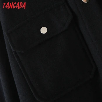 Tangada Ženy Hrubé Vlnené Kabáty Bundy Voľné Dlhé Rukávy 2020 Dámske Elegantné Jeseň Zimný Kabát 3Z05