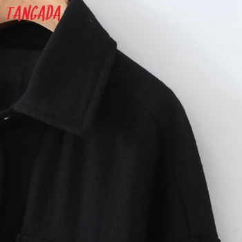 Tangada Ženy Hrubé Vlnené Kabáty Bundy Voľné Dlhé Rukávy 2020 Dámske Elegantné Jeseň Zimný Kabát 3Z05
