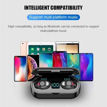 TAOCHIPLE F9 TWS Bluetooth Slúchadlá 5.0 Bezdrôtové Slúchadlá Charge Box Športové Headset štupľov s Duálny Mikrofón pre