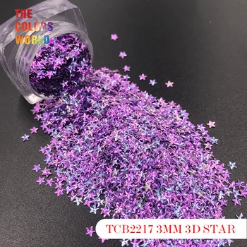 TCT-176 Star Tvar 3D Efekt Farebné Trblietky 3 MM Na Nechty, Glitter Nail art Gel Dekorácie make-up Facepaint DIY Dekorácie