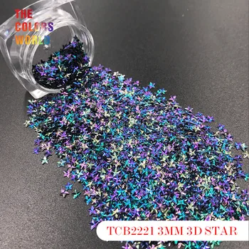 TCT-176 Star Tvar 3D Efekt Farebné Trblietky 3 MM Na Nechty, Glitter Nail art Gel Dekorácie make-up Facepaint DIY Dekorácie