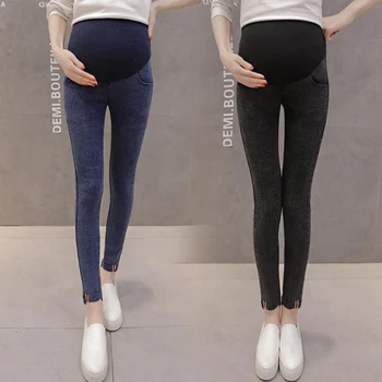 Tehotná Čierne Nohavice Slim fit Materskej džínsy Tehotenstva Ženy Nosiť Legíny Materskej Oblečenie pantalones premama NOVÉ