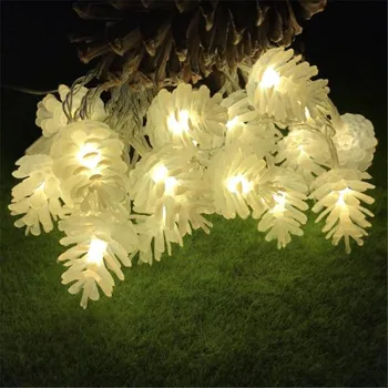 Teplá biela, 10M 50 LED vysokokvalitné Borovicové Kužeľ Tvar String Festival Víla Svetlo na Vianoce, Svadby, Garden Party Luminaria