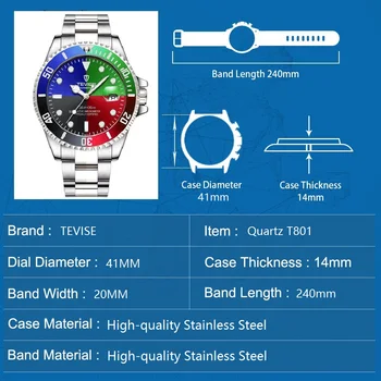 TEVISE Muži Hodinky Top Značky Luxusné Bežné Quartz Pánske Náramkové hodinky z Nerezovej Ocele, Vodotesné Muž Hodiny Relogio Masculino 2020