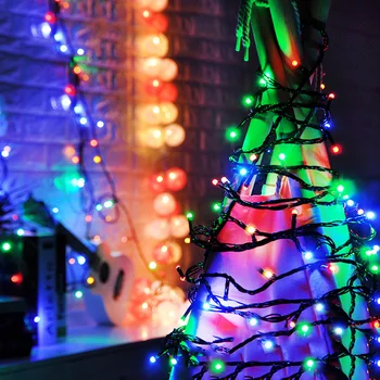Thrisdar 8M 50M 100M Led Vianočné Rozprávky String Svetlo Vonkajšie Čierny Vodič Svadobné Party Sviatok Vianočný Stromček Garland Svetlo