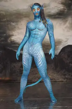 Tlač modrá Jumpsuit Muž Žena Cosplay Kostýmy Halloween Party Úlohu Štádium Kostým Bar Party Show Dance Pančucháče