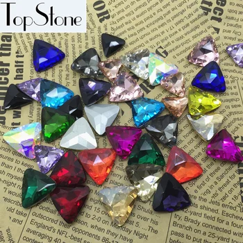 TopStone Trojuholník Sklo Krištáľ Ozdobný Kameň 12 mm,18 mm,23 mm Vysoko Kvalitný Multi Farby Pointback Drahokamu šperky Robiť