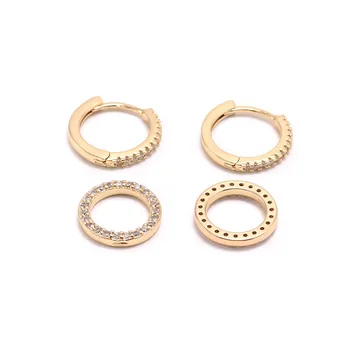 Trendy Cubic Zirconia Geometrické Kruh, Kolo Zlatá Obruč, Náušnice Vysokej Kvality Crystal Drop Náušnice Pre Ženy Kórejský Šperky