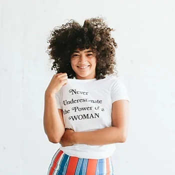 Tričko Plus Veľkosť Tričko Topy Tumblr Tričko Ženy T-shirt Streetwear Košele Nikdy Nepodceňujte Silu Žena Slogan Čaj