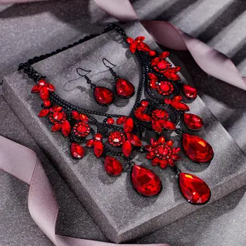 Tuliper Vianočné Kvet Náhrdelníky Náušnice Ženy Collier Femme Svadobné Šperky Set Crystal Mangalsutra Bijoux Kpop Navidad