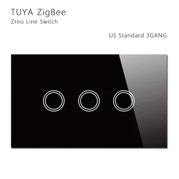 Tuya Smart Zigbee Čierna nástenný Spínač, Bezdrôtové NÁS 118*72 mm 1/2/3/4Gang zapnutie Svetla , Compatialbe s Alexa & Domovská stránka Google