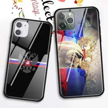 Tvrdené Sklo Telefón puzdro Pre iPhone 12 11 Pro Pro Max SE 2020 X XS MAX XR 7 8 6 6 Plus Kryt Coque Arménskom a Ruskom Vlajka Znak