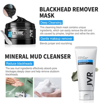 Tvár Starostlivosť o Pleť 120 g Blackhead Maska+120 g Minerálne Bahno Facial Cleanser Blackhead Odstraňovač Deep Cleansing Oil Control Starostlivosti o Pleť Sady
