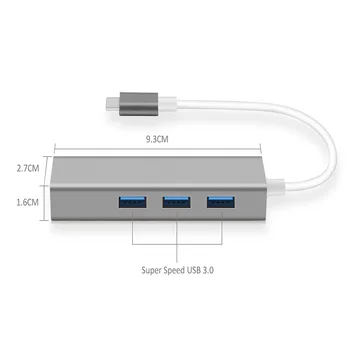 Typ C Ethernet HUB USB 3.0 2.0 RJ45 Rozbočovača 10/100/1000M, Adaptér siete Ethernet Sieťová Karta USB, Lan Pre Macbook Mobilný Telefón USB C HUB