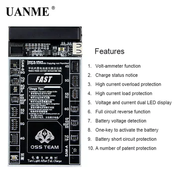 UANME Batériu Rýchlo Nabíjačka Aktivačné Zariadenie 2 v 1 Inteligentného Rýchle Nabíjanie Doska Pre iPhone 4-X Samsung 0-30V 0-5A