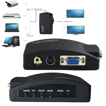 UK, Zapojte AV RCA Kompozitný S-video Vstup VGA Výstup pre Monitor Converter Adaptér Pre CCTV Kamera, DVD Prehrávač DSTV