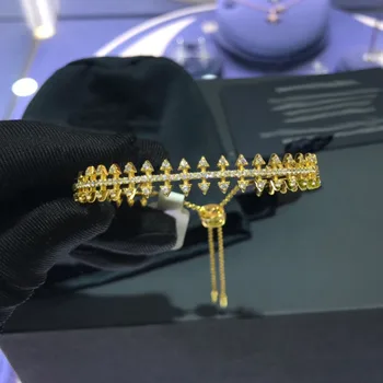 UMGODLY Luxusná Značka Žltá Zlatá Farba Spike Výstroj Náramok Náramok Zirconia Kamene Jemné Ženy BELLE EPOQUE Šperky