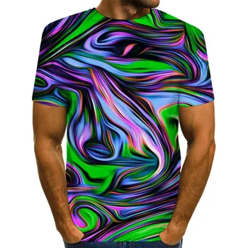 UNEY Psychedelic Tričko Rainbow, Tričko NÁM Veľkosť Top Bežné La Hip hop Tričká Pre Mužov 3D Grafické Tlače Krátky Rukáv