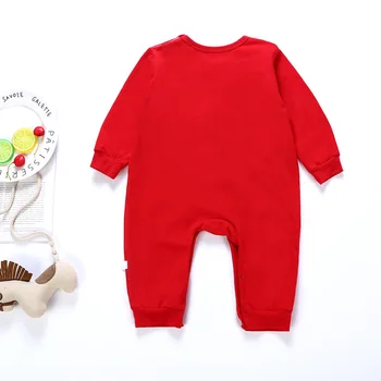 Unisex Dieťa Tradičné Oblečenie Set Baby Boy Dievčatá Čínsky Nový Rok Kostým Červená Výšivky Jeden Kus Romper+Hat+Ponožky Detská Sedačka