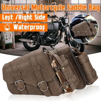 Univerzálny PU Kožené Motocykel Saddlebags Hnedé Nástroj Batožiny Sedlo Taška Pre Honda/Yamaha/Suzuki
