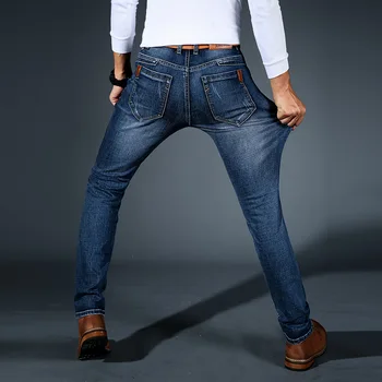 URSPORTTECH Značky 2019 Nové pánske Módne Džínsy Business Bežné Úsek Slim Džínsy Klasické Nohavice Džínsové Nohavice Muž