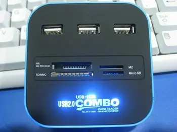 USB 2.0 Čítačka Kariet 3 Port Rozbočovača USB Combo vysokorýchlostné Externé Pamäte, MS M2 SD, MMC TF Pamäťovú Kartu, Všetko V Jednom Adaptér Podpory PC