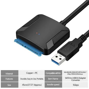 USB 3.0 2.5/3.5 Palcový IDE SATA Pevný Disk Adaptér HDD Prenos Converter Kábel DQ-Drop