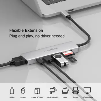 USB C ROZBOČOVAČ HDMI VGA RJ45 Audio SD Kartu Mini USB 3.1 Adaptér 10 v 1, USB, C, USB 3.0 Dock S Výkonom Doručenia pre MacBook Pro