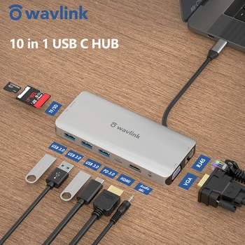 USB C ROZBOČOVAČ HDMI VGA RJ45 Audio SD Kartu Mini USB 3.1 Adaptér 10 v 1, USB, C, USB 3.0 Dock S Výkonom Doručenia pre MacBook Pro