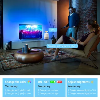 USB TV Led Pásy Svetlo RGB Pásky Tuya Smart Wifi Flexibilné Svetlo na Čítanie Obrazovky TV Podsvietenie Podpora Alexa Google 50 CM 1M 2M 3M 4M 5M