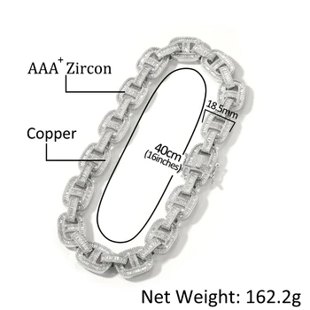 Uwin 18 mm Miami Kubánskeho Reťazca Bageta Náhrdelník Ľadový Z Micro Pave Cubic Zirconia Náramok Pre Ženy, Mužov Módne Šperky