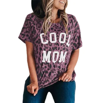 V POHODE, MAMA Leopard Tričko Tlačené okolo Krku Topy Streetwear Plus Veľkosť 2020 Fahsion Punk Vintage Topy
