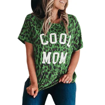 V POHODE, MAMA Leopard Tričko Tlačené okolo Krku Topy Streetwear Plus Veľkosť 2020 Fahsion Punk Vintage Topy