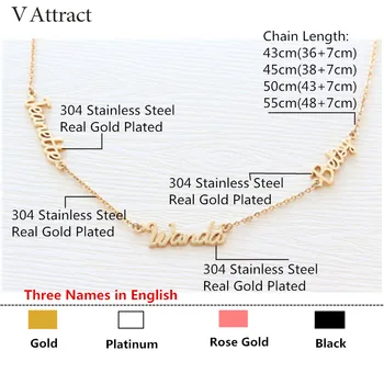 V Prilákať Vlastné Tri Názov Náhrdelník Ženy Osobné Šperky Najlepšími Priateľmi Gold Viacerými Názvami Ručné Bijoux Collier Femme